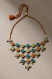 Whe Shades Of Green Upcycled Fabric And Repurposed Wood Adjustable Statement Necklace