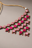 Whe Pink Pure Banarasi Upcycled Fabric & Repurposed Wood Adjustable Statement Necklace
