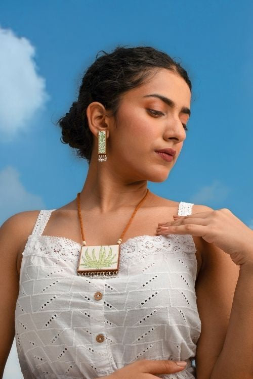 WHE Two In One Floral Pink And Green Square Repurposed Fabric And Wood Pendant
