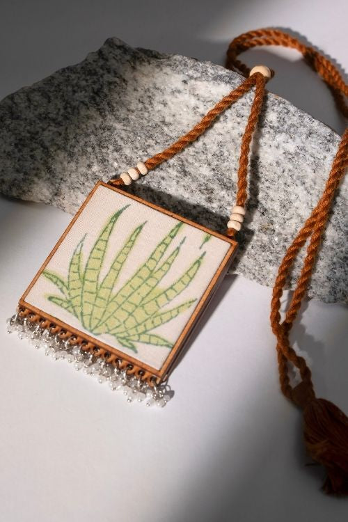WHE Two In One Floral Pink And Green Square Repurposed Fabric And Wood Pendant