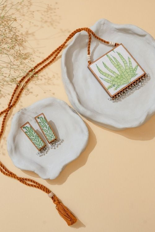 WHE Two In One Floral Pink And Green Square Repurposed Fabric And Wood Pendant