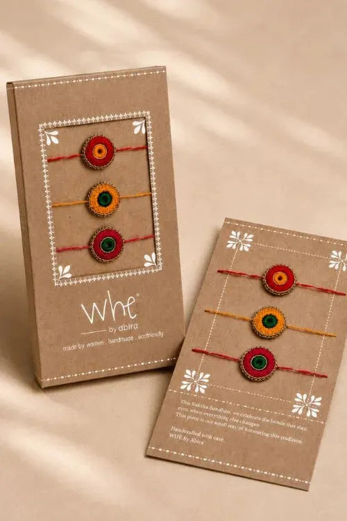 WHE Set Of 3 Handmade Crochet Rakhi Combo