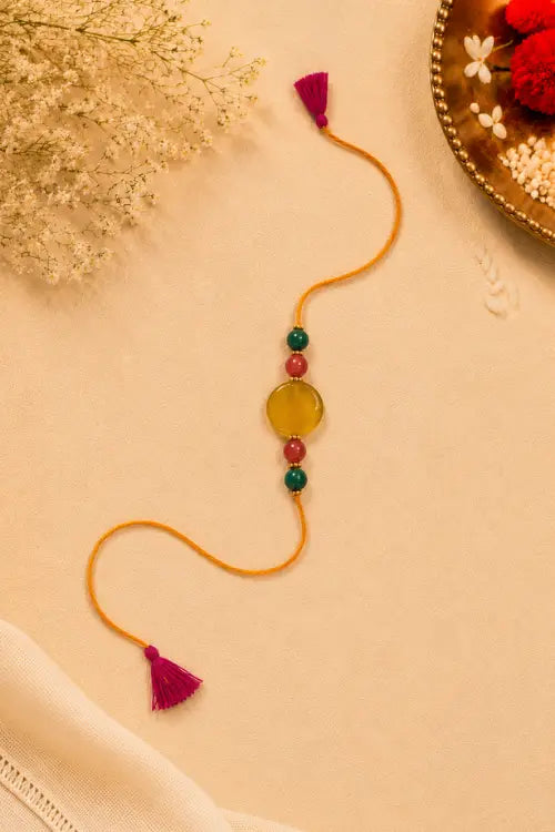 WHE Handmade Genuine Gemstone Rakhi Combo