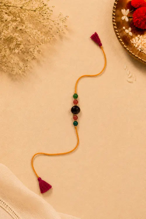 WHE Handmade Genuine Gemstone Rakhi Combo