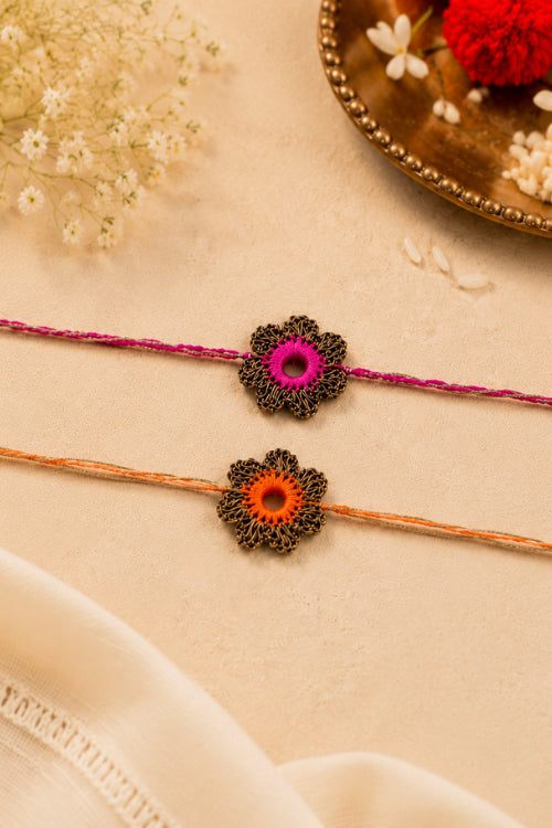WHE Set Of 2 Handmade Crochet Rakhi Combo