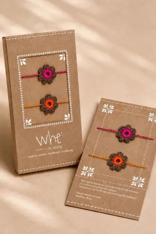 WHE Set Of 2 Handmade Crochet Rakhi Combo