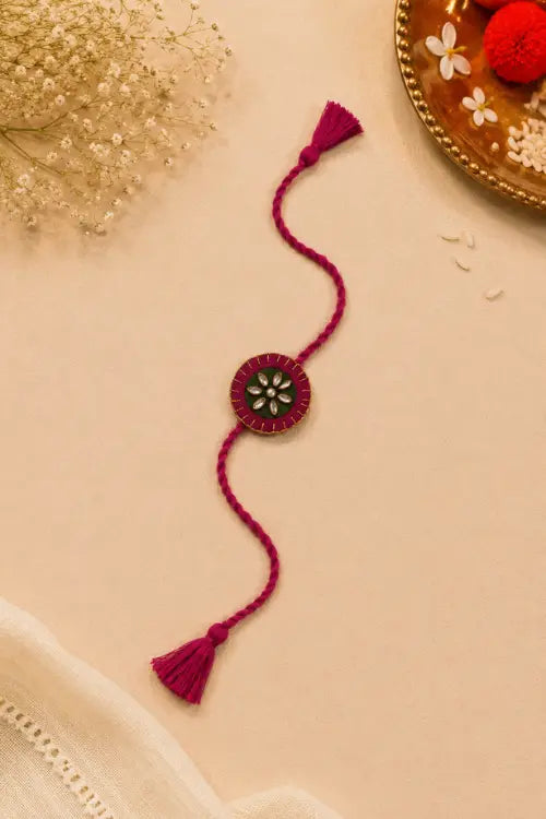 WHE Set Of 2 Handmade Kundan Rakhi Combo