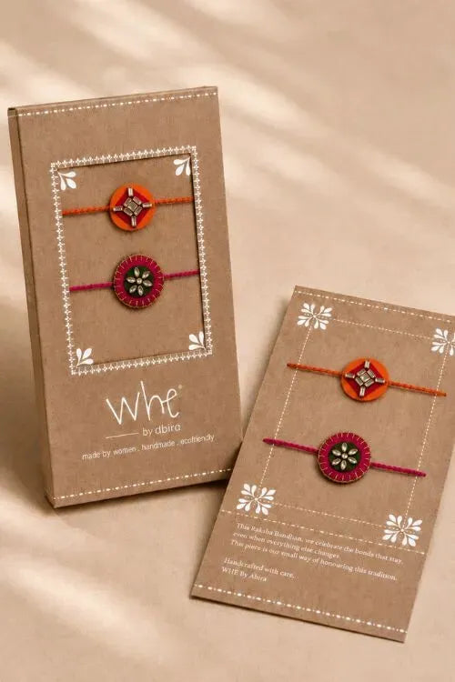 WHE Set Of 2 Handmade Kundan Rakhi Combo