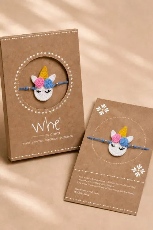 WHE Handmade Crochet Unicorn Rakhi