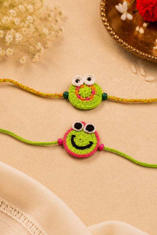 WHE Handmade Crochet Smiley Face Rakhi