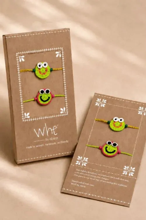WHE Handmade Crochet Smiley Face Rakhi
