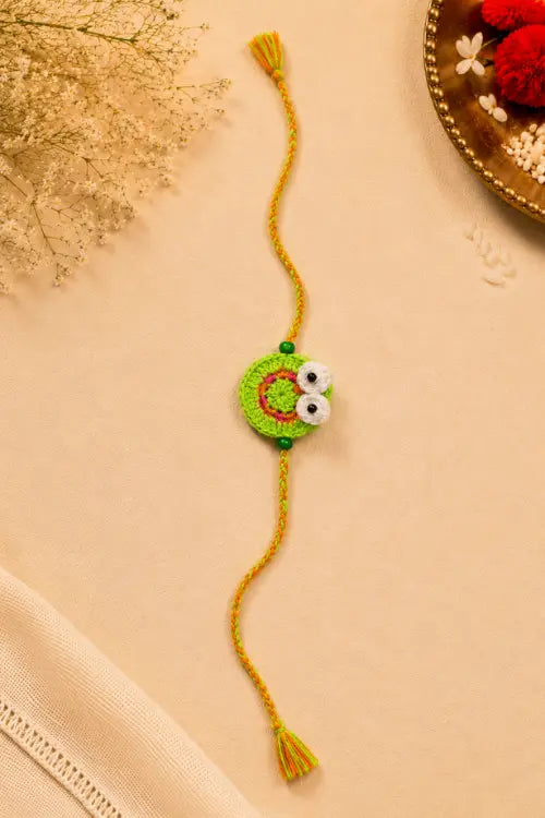 WHE Set Of 2 Handmade Crochet Frog & Turtle Rakhi Combo