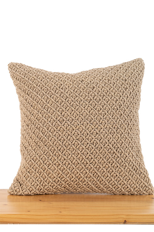 One 'O' Eight Knots Jewel Hand-Knotted 100% Cotton Cushion Cover (Single pc)-Ecru