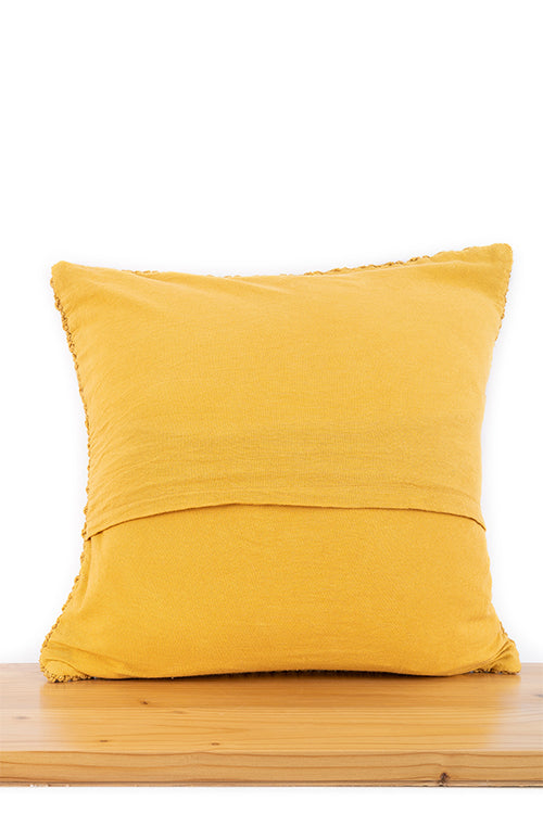 One 'O' Eight Knots Jewel Hand-Knotted 100% Cotton Cushion Cover (Single pc)-Mustard Yellow