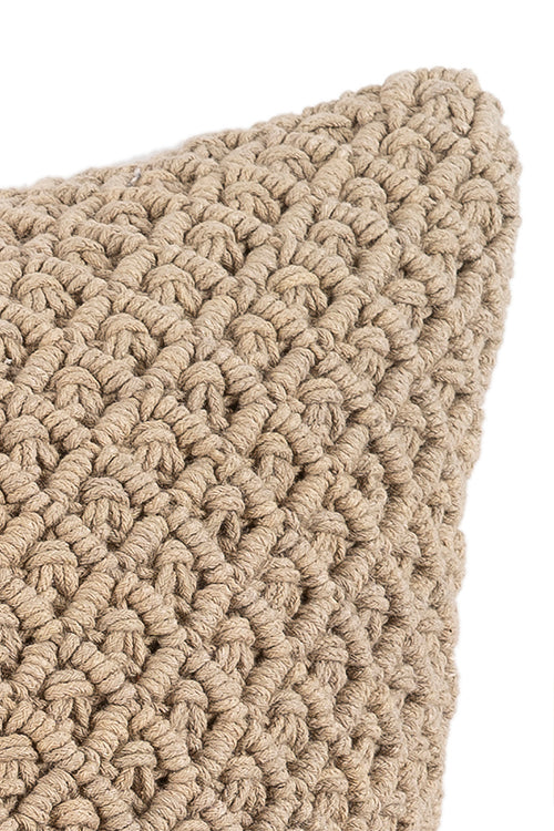One 'O' Eight Knots Jewel Hand-Knotted 100% Cotton Cushion Cover (Single pc)-Ecru