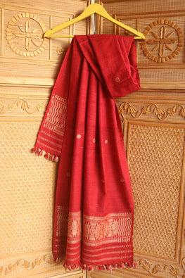Das Handloom & Handicraft, Eri Silk Natural Dye Stole-Red