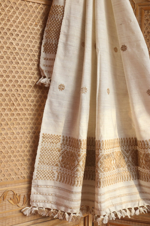 Das Handloom & Handicraft, Eri Silk Natural Dye Stole-Beige