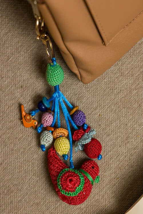 Samoolam Boho Bag Charm ~ Red Bird