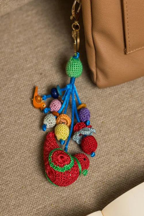 Samoolam Boho Bag Charm ~ Red Bird
