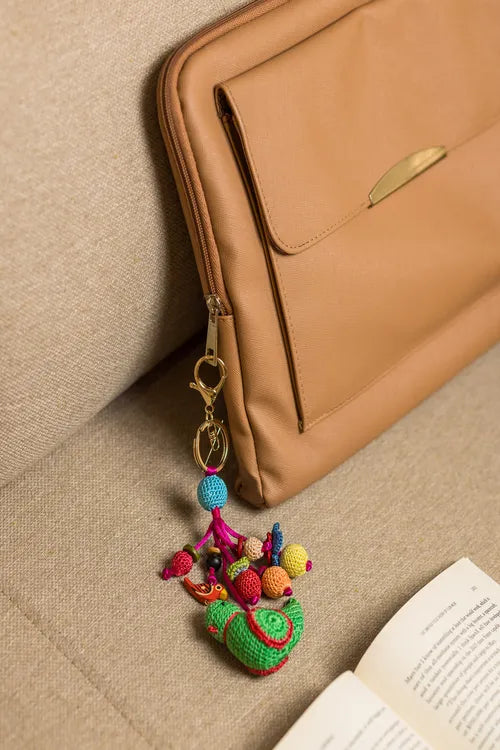 Samoolam Boho Bag Charm ~ Green Bird