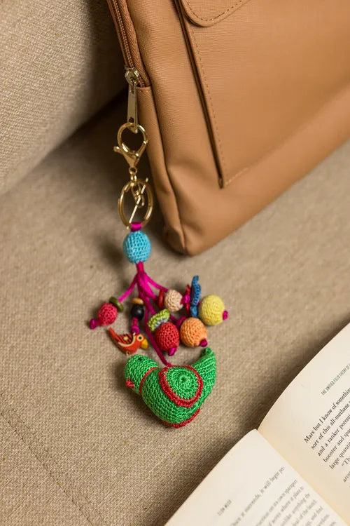 Samoolam Boho Bag Charm ~ Green Bird