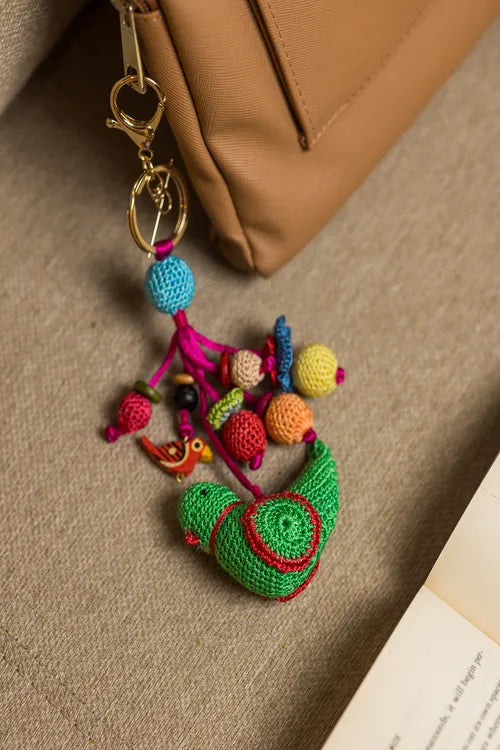 Samoolam Boho Bag Charm ~ Green Bird