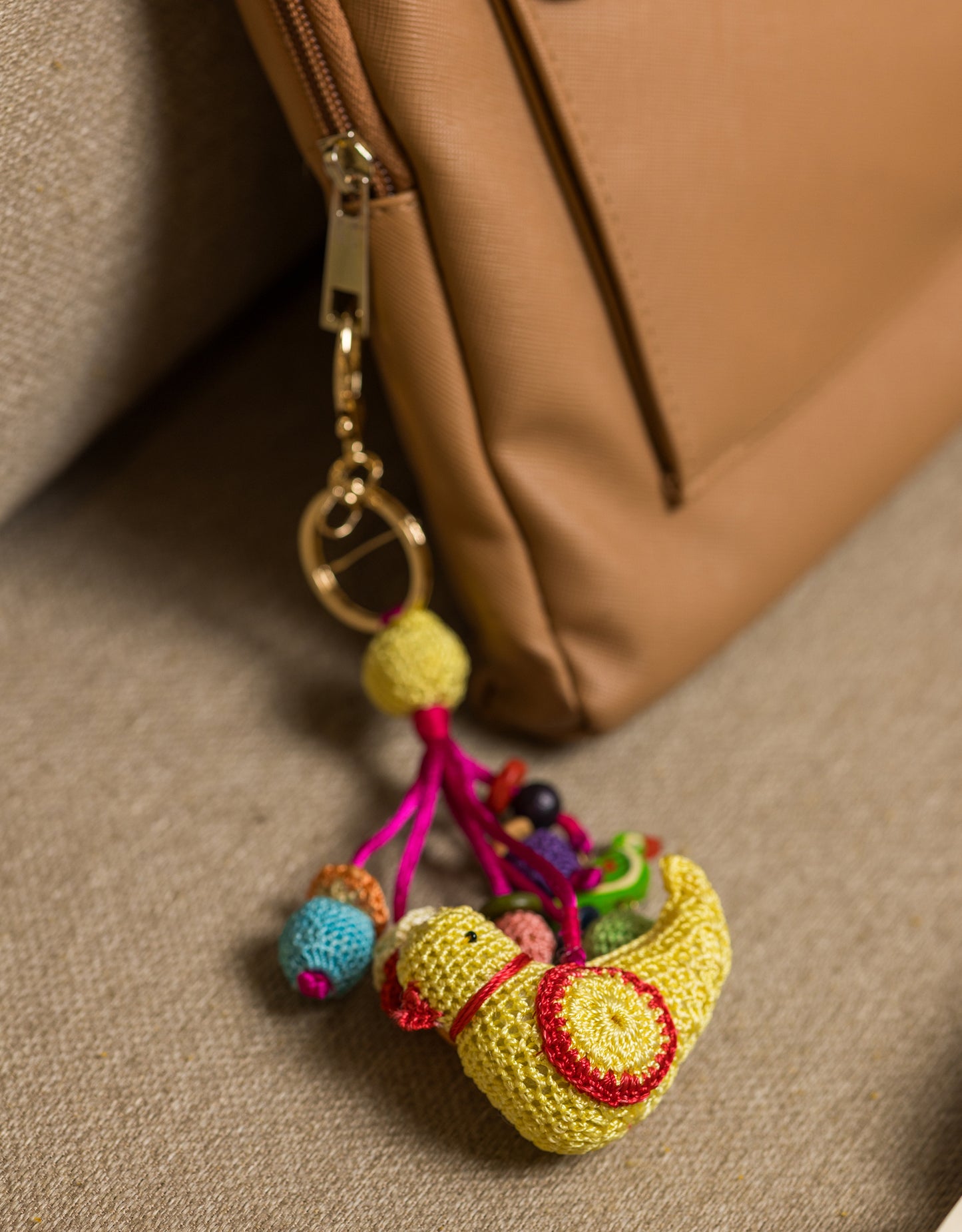 Samoolam Boho Bag Charm ~ Yellow Bird