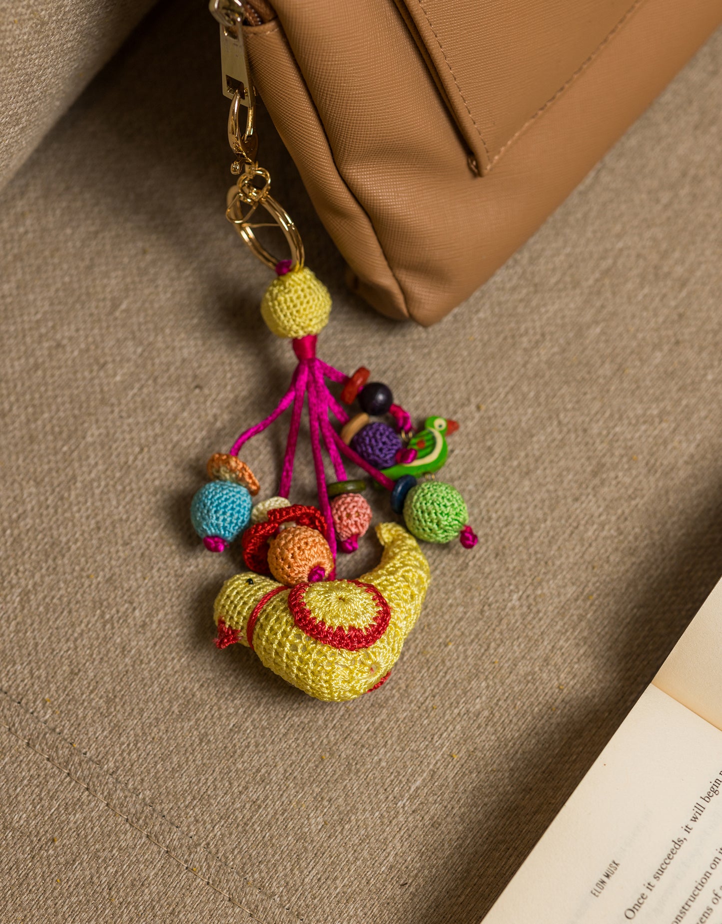 Samoolam Boho Bag Charm ~ Yellow Bird