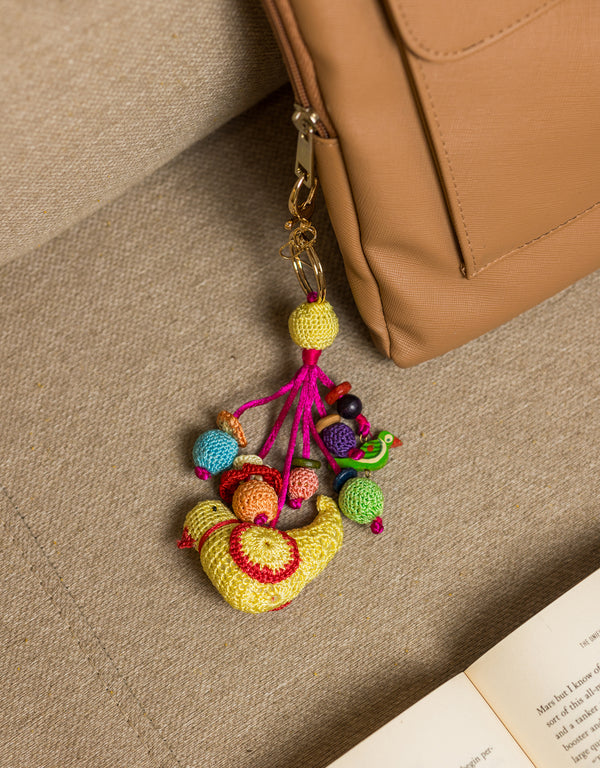 Samoolam Boho Bag Charm ~ Yellow Bird