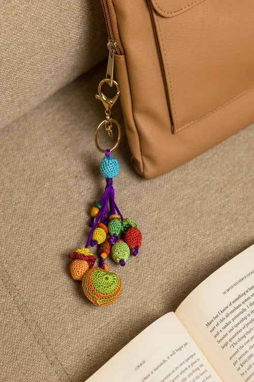 Samoolam Stuffed Heart Crochet Keychain ~ Orange