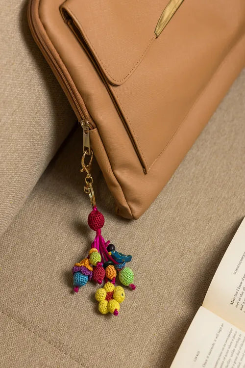 Samoolam Boho Bag Charm ~ Yellow Flower Bunch