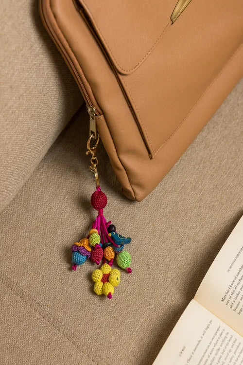 Samoolam Boho Bag Charm ~ Yellow Flower Bunch