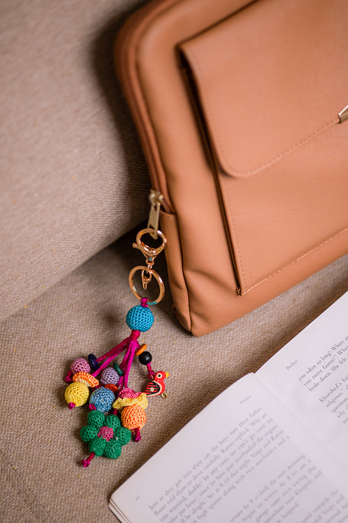 Samoolam Boho Bag Charm Green Flower Bunch