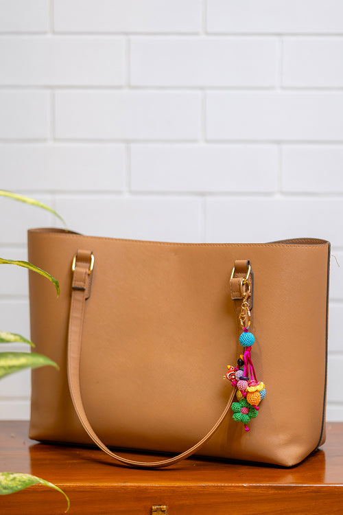 Samoolam Boho Bag Charm Green Flower Bunch