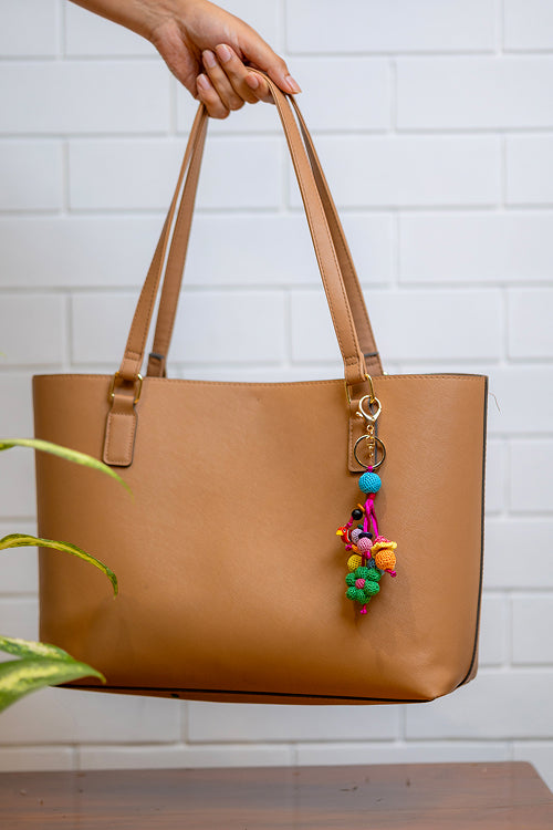 Samoolam Boho Bag Charm Green Flower Bunch