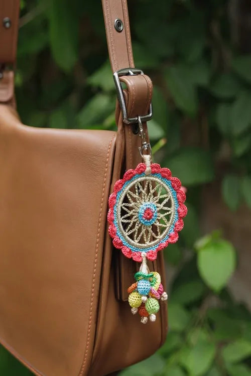 Samoolam Boho Bag Charm ~ Red Dreamcatcher