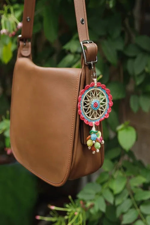 Samoolam Boho Bag Charm ~ Red Dreamcatcher