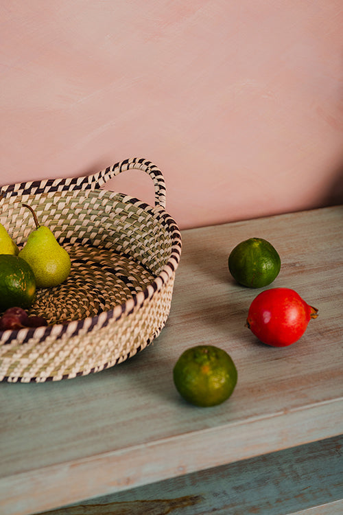 Kraftribe Grass & Palm Leaves Fruit Basket
