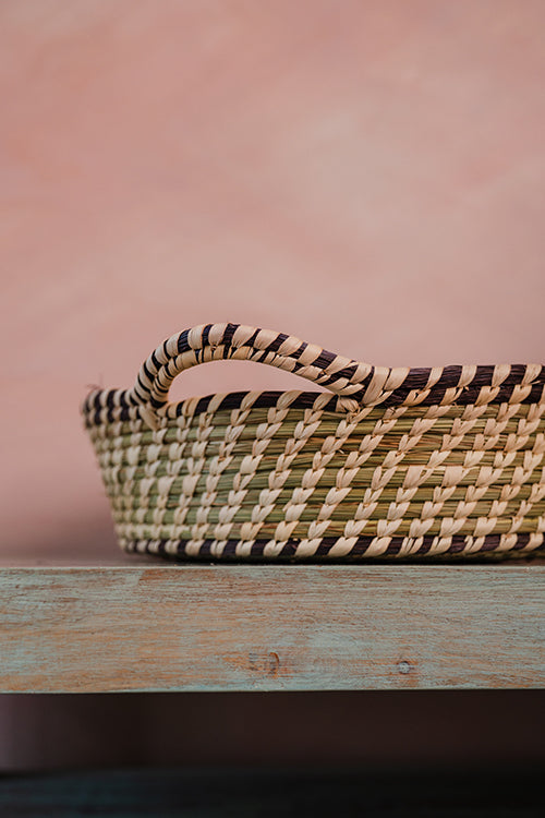 Kraftribe Grass & Palm Leaves Fruit Basket