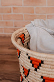 Kraftribe Handmade Kanshi and Palm Orange Motifs Laundry Basket
