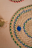 Kraftribe Handmade Blue Green Motifs Kanshi Grass Mat