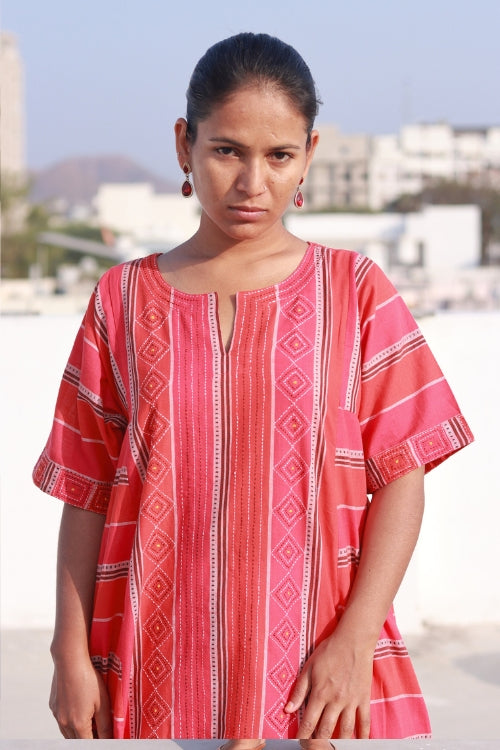 Sadhna “Rangrez Gajri” Handcrafted Cotton Kurta