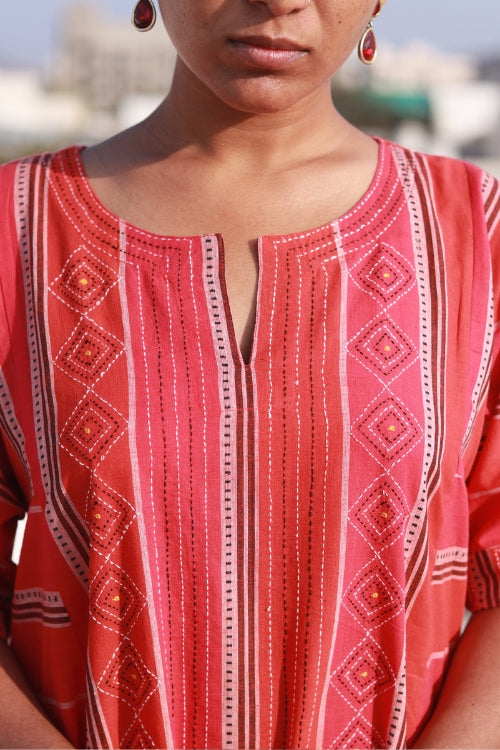 Sadhna “Rangrez Gajri” Handcrafted Cotton Kurta