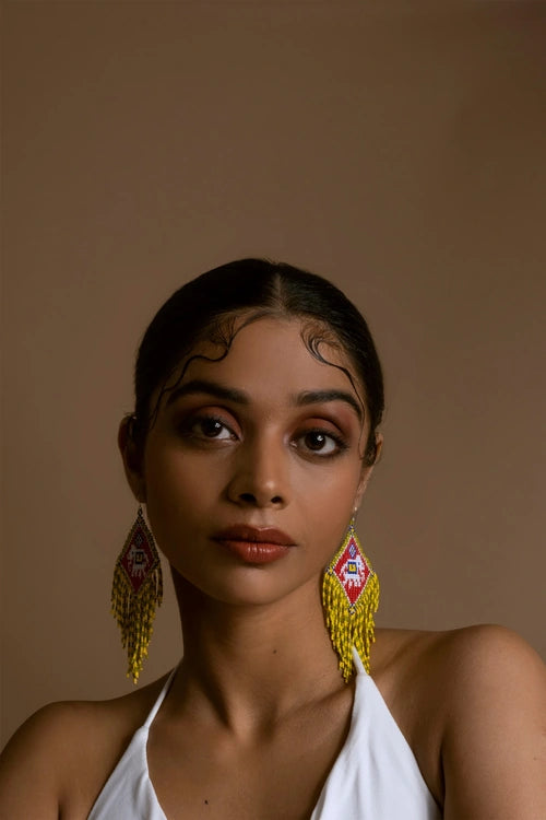Melo Studio Kunjar Hand Beaded Earrings