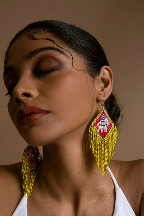 Melo Studio Kunjar Hand Beaded Earrings