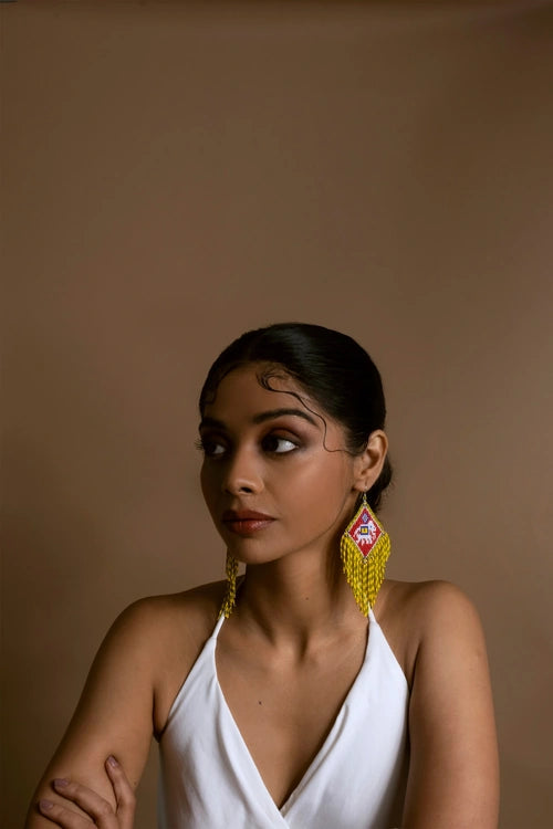 Melo Studio Kunjar Hand Beaded Earrings