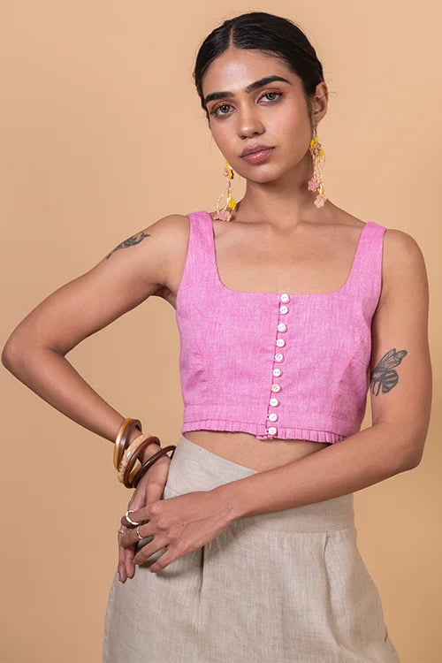 Okhai "Rose" Pure Cotton Sleeveless Pink Blouse