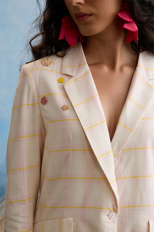 Okhai "Sakura" Hand Embroidered Cotton Handloom Blazer