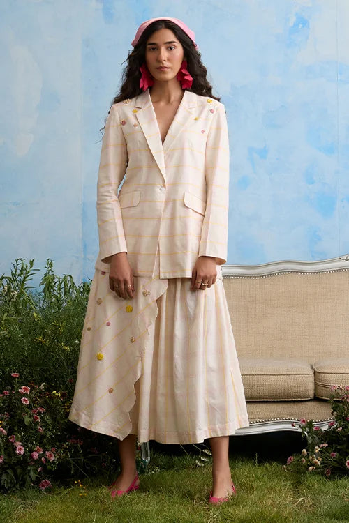 Okhai "Sakura" Hand Embroidered Cotton Handloom Blazer