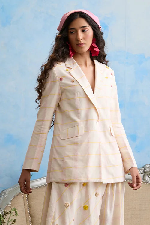 Okhai "Sakura" Hand Embroidered Cotton Handloom Blazer